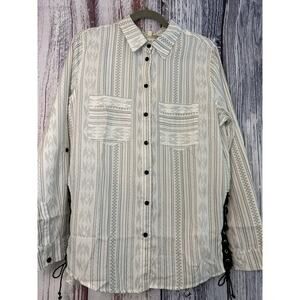 Women's Entro Long Sleeve Button Up Blouse Large NWT